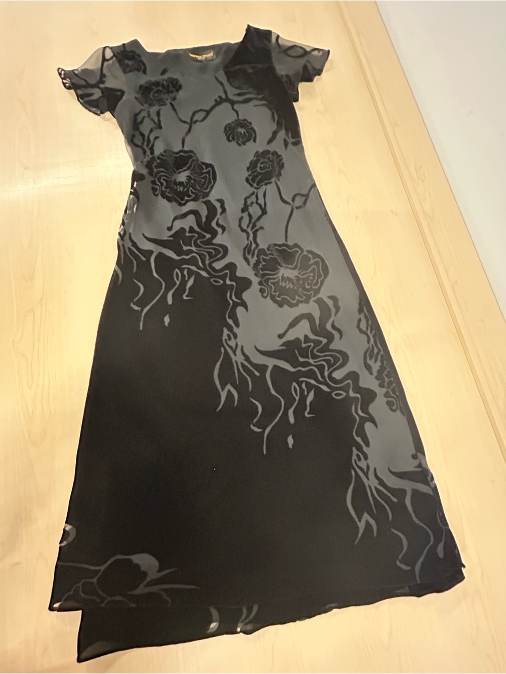 Y2K Donna Ricco Black Velvet Burnout Maxi Gown size 10